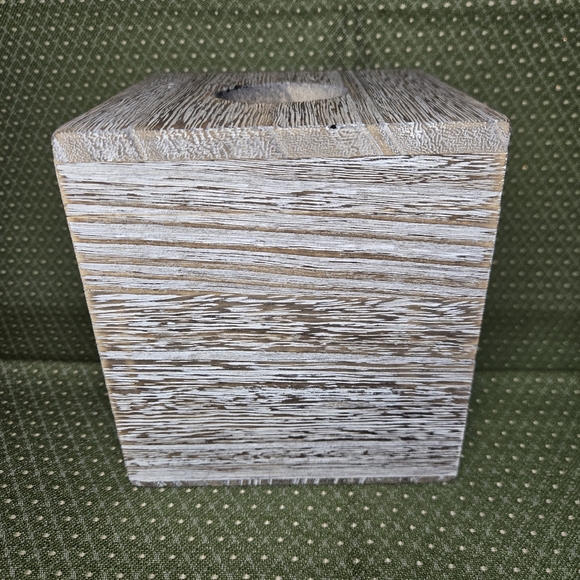 Rustic Wooden Tissue Box Holder With Latch that says Bless You - Picture 6 of 7